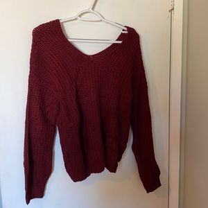 Cable Knot Burgundy Sweater